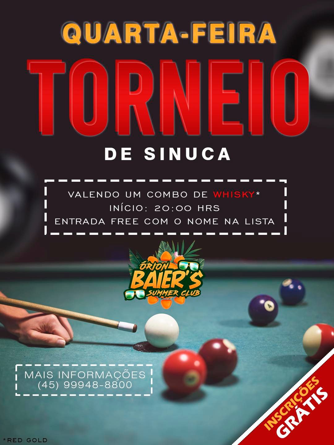 Torneio de Sinuca terá 14 estabelecimentos participantes