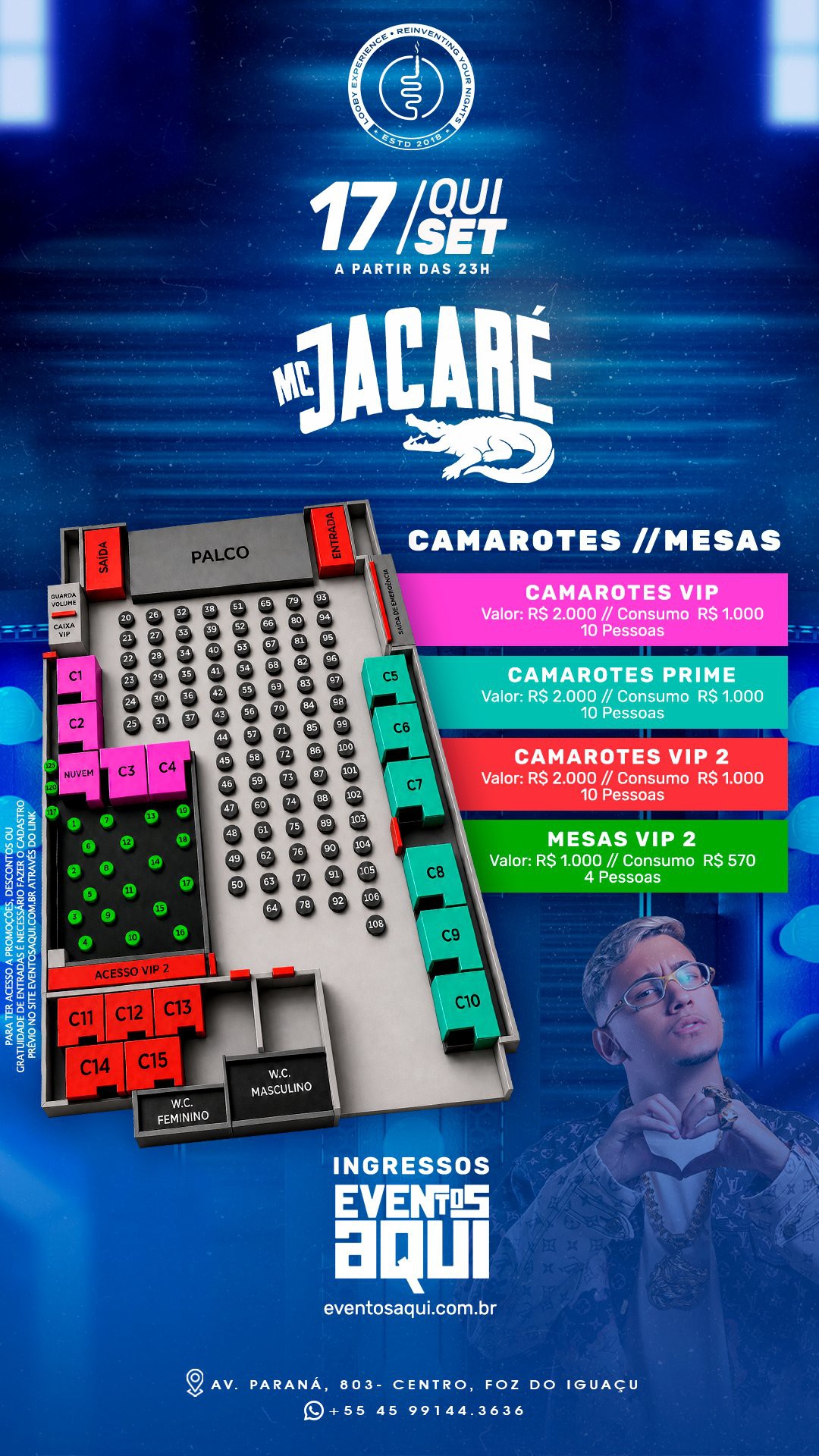 Mapa do evento 17/09 I MC JACARÉ